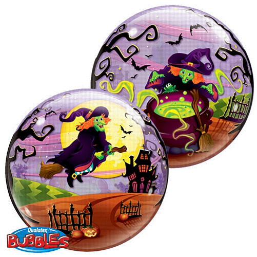 BUBBLE BALLOON - FLYING SPOOKY WITCH