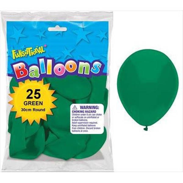 BALLOONS LATEX - FUNSATIONAL GREEN PACK OF 25