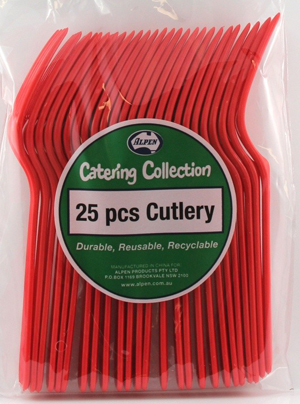 DISPOSABLE CUTLERY - RED FORKS PK 25