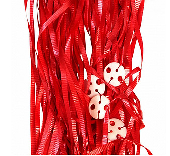 RIBBONS PRE CUT METALLIC RED PK 25 WITH CLIPS