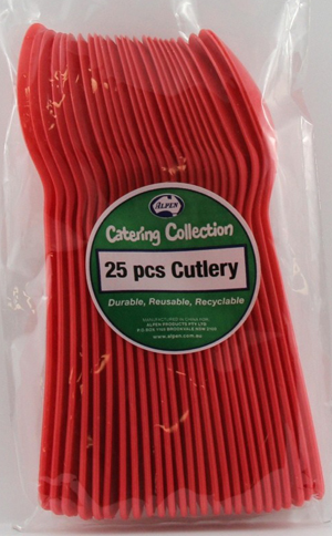 DISPOSABLE CUTLERY - RED SPOONS PACK 25