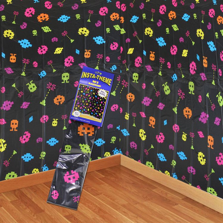 INSTA THEME - 80'S SPACE INVADER VIDEO GAME WALL BACKDROP