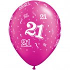 BALLOONS LATEX - 21ST BIRTHDAY PEARL MAGENTA PACK 25