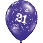 BALLOONS LATEX - 21ST BIRTHDAY PEARL PURPLE PACK 25