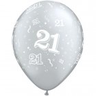 BALLOONS LATEX - 21ST BIRTHDAY SILVER PACK OF 25