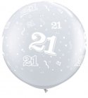BALLOONS LATEX - 21ST DIAMOND CLEAR 3' ROUND PACK OF 2