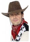 COWBOY HAT SUEDE WITH CROSS STITCH - BROWN