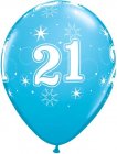 BALLOONS LATEX - 21ST BIRTHDAY ROBINS EGG BLUE SPARKLE - PACK 25
