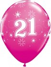 BALLOONS LATEX - 21ST BIRTHDAY WILD BERRY SPARKLE - PACK 25