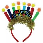 HAPPY BIRTHDAY CANDLE TINSEL HEADBAND - PRIMARY COLOURS