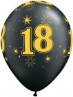 BALLOONS LATEX - 18TH BIRTHDAY BLACK WITH GOLD SPARKLE - PACK 25