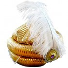 ADULT PLUSH TURBAN WITH JEWEL, FEATHER & BEADS