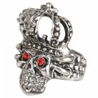 PIRATE SKULL WITH CROWN RING WITH RED JEWELLED EYES