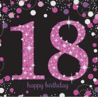 18TH BIRTHDAY NAPKINS - SPARKLING PINK PACK OF 16
