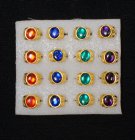 PARTY FAVOURS - COLOURED GOLD JEWEL PIRATE RINGS BULK BOX OF 50