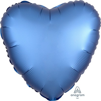 FOIL BALLOON HEART SHAPE - SATIN CHROME AZURE BLUE