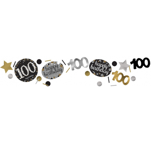 100TH BIRTHDAY SCATTERS SPARKLING - SILVER, GOLD & BLACK