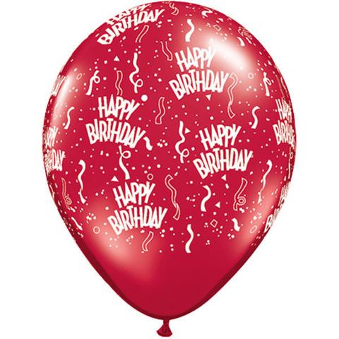 BALLOONS LATEX - BIRTHDAY RUBY RED PACK 6
