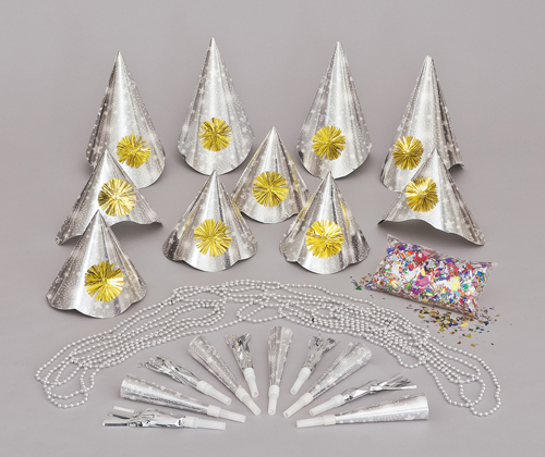 NEW YEARS EVE PARTY KIT FOR 10 - SILVER