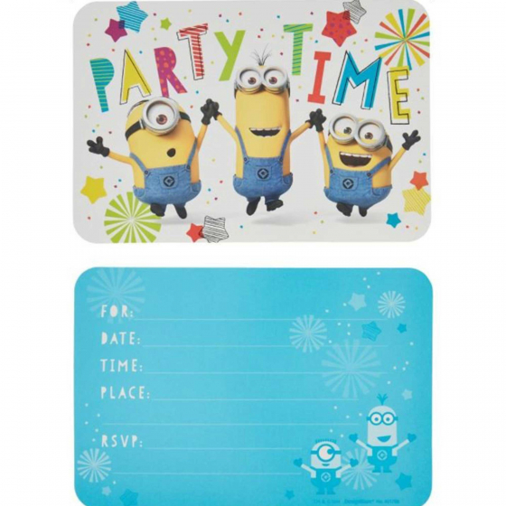 MINION PARTY INVITATIONS - PACK OF 8