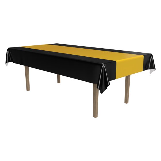 DISPOSABLE TABLECOVER - BLACK & GOLD