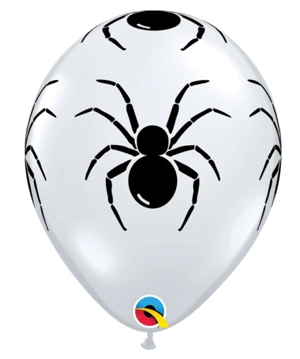 BALLOONS LATEX - DIAMOND CLEAR WITH BLACK SPIDER PACK OF 50