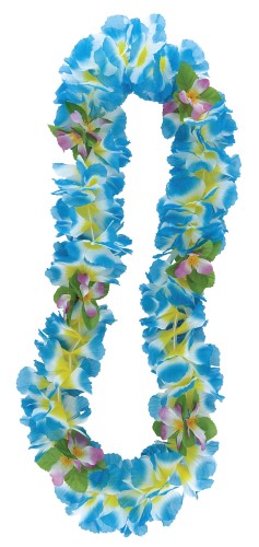 HAWAIIAN FLOWER LEI FANCY ORCHID BLUE & YELLOW BULK PACK OF 24