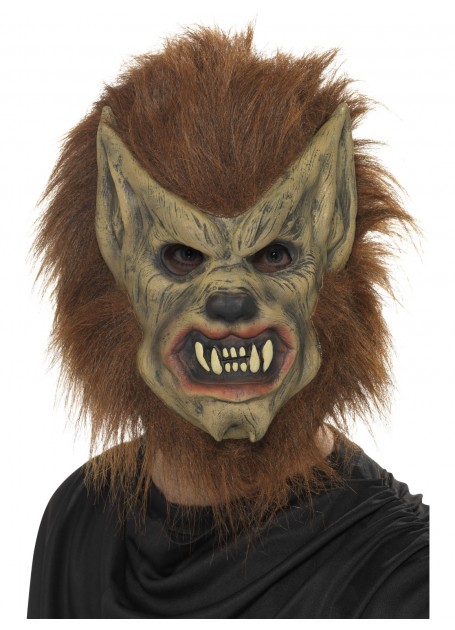 MASK - BROWN WEREWOLF MASK WITH PROTRUDING NOSE
