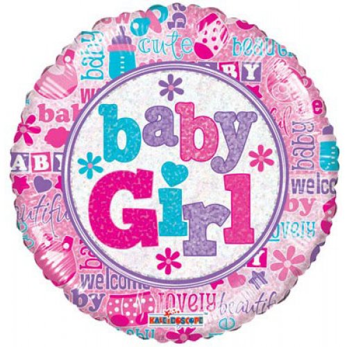 FOIL BALLOON - BABY GIRL HOLOGRAPHIC