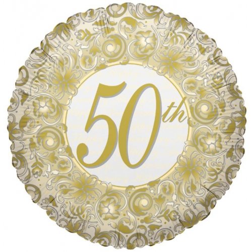 FOIL BALLOON - HAPPY 50TH GOLD ANNIVERSARY OR BIRTHDAY