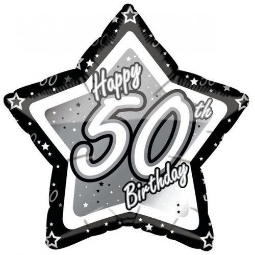 FOIL BALLOON - 50TH BIRTHDAY BLACK STAR