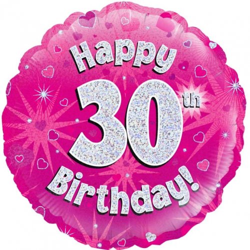 FOIL BALLOON - 30TH BIRTHDAY HOLOGRAPHIC PINK