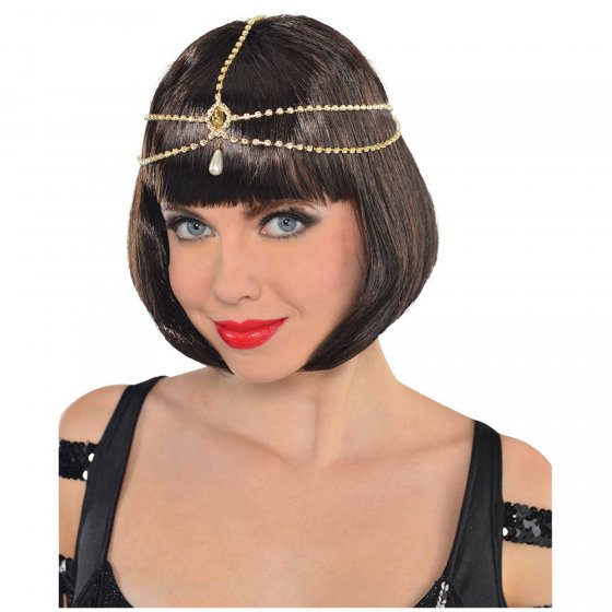 1920'S HEAD CHAIN WITH GOLD JEWEL
