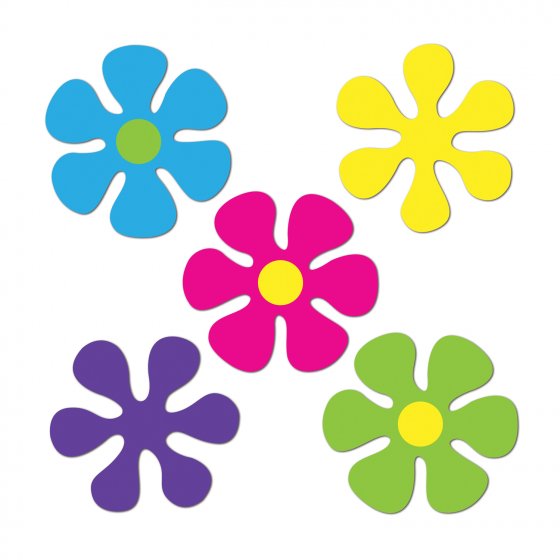 HIPPIE 60'S RETRO MINI FLOWER CUT OUTS - PACK OF 10