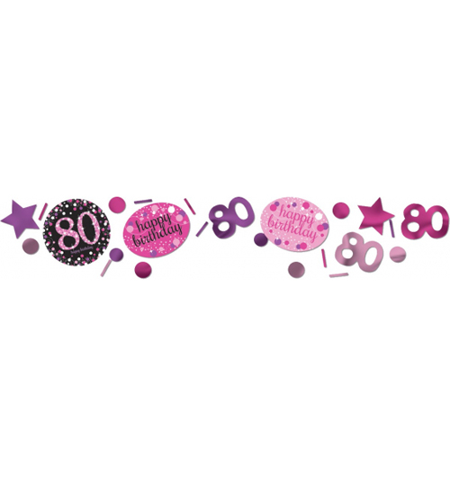 80TH BIRTHDAY SCATTERS SPARKLING - PINK, SILVER & BLACK