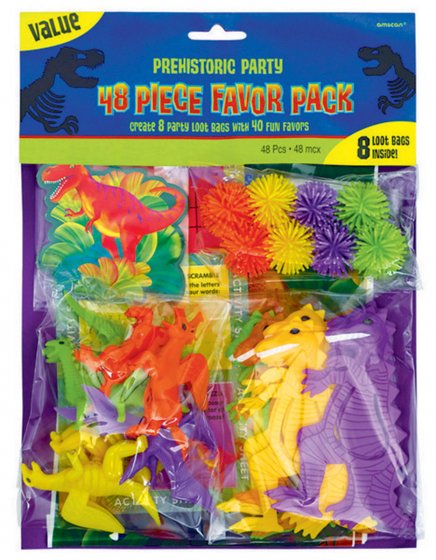PARTY FAVOURS - PREHISTORIC DINO PARTY VALUE PACK OF 48