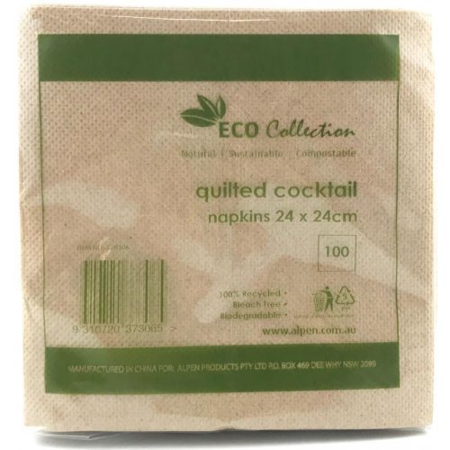 NATURAL KRAFT ECO COCKTAIL NAPKINS QUILTED - CARTON OF 2000