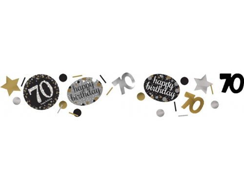 70TH BIRTHDAY SCATTERS SPARKLING - SILVER, GOLD & BLACK