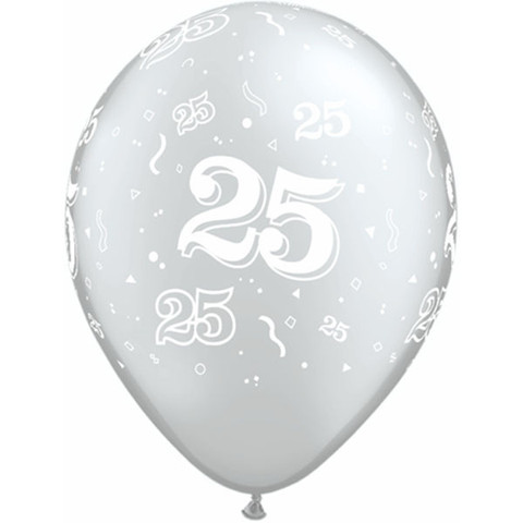 BALLOONS LATEX - 25TH SILVER ANNIVERSARY PACK OF 25