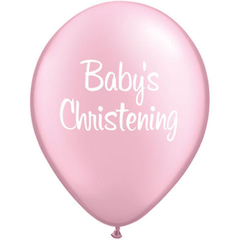 BALLOONS LATEX - BABY CHRISTENING PEARL PINK PACK OF 6