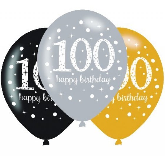 BALLOONS LATEX - 100TH SPARKLING ASSORTMENT - PACK 24