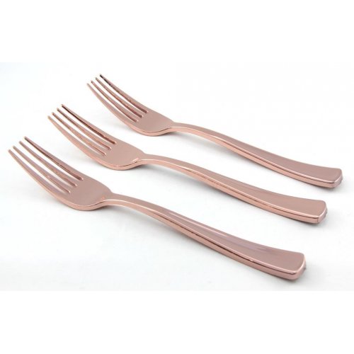DISPOSABLE CUTLERY - DELUXE ROSE GOLD FORKS PACK 12