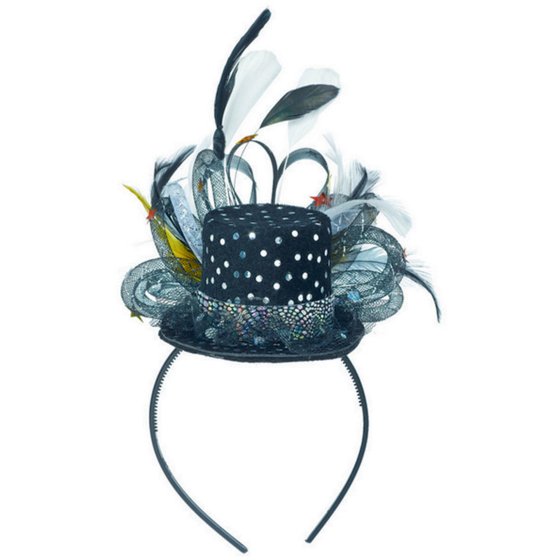 CASINO NIGHT TIARA WITH TOP HAT & FEATHERS