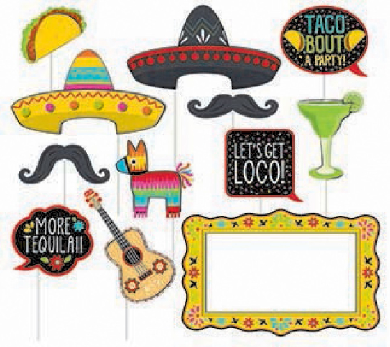 SELFIE PHOTO BOOTH PROPS - DELUXE MEXICAN JUMBO PACK OF 12