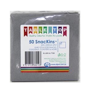 NAPKINS - SILVER COCKTAIL PACK 50