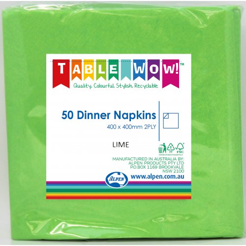 NAPKINS - LIME DINNER PACK 50