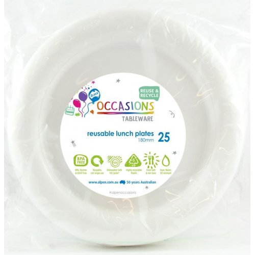 DISPOSABLE ENTREE / SNACK PLATE - WHITE BULK PACK OF 100