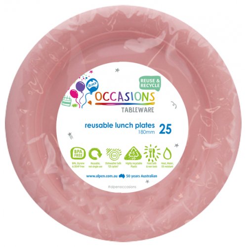 DISPOSABLE ENTREE / SNACK PLATE - PALE PINK BULK PACK OF 100