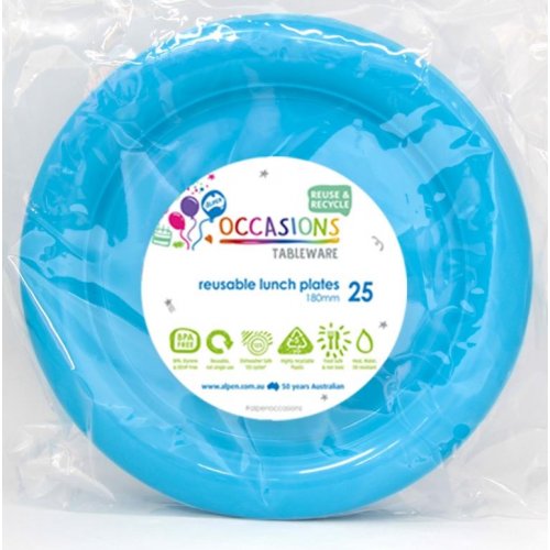 DISPOSABLE ENTREE / SNACK PLATE - AZURE BLUE BULK PACK OF 100
