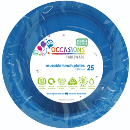DISPOSABLE ENTREE / SNACK PLATE - ROYAL BLUE BULK PACK OF 100